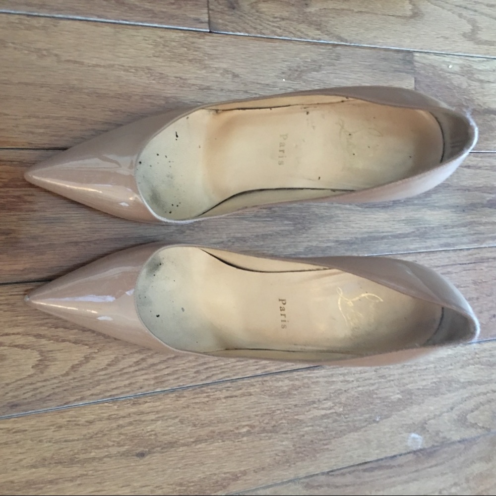 Louboutin Tan Patent Pumps